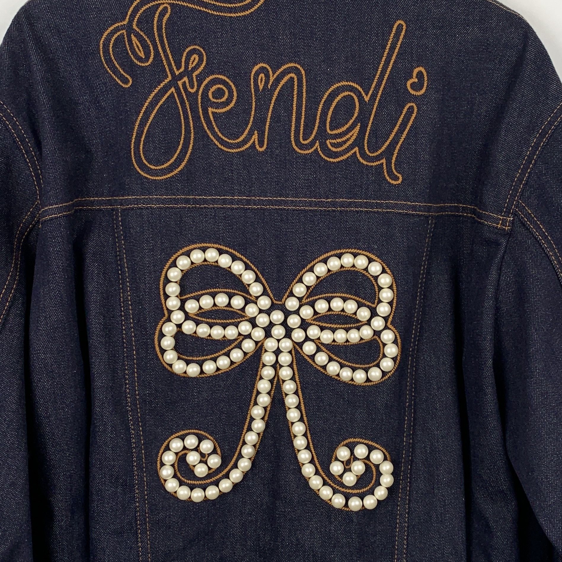 Fendi Fendi Pearl Embroidered Denim Coat Size S / US 4 / IT 40 - 7 Thumbnail