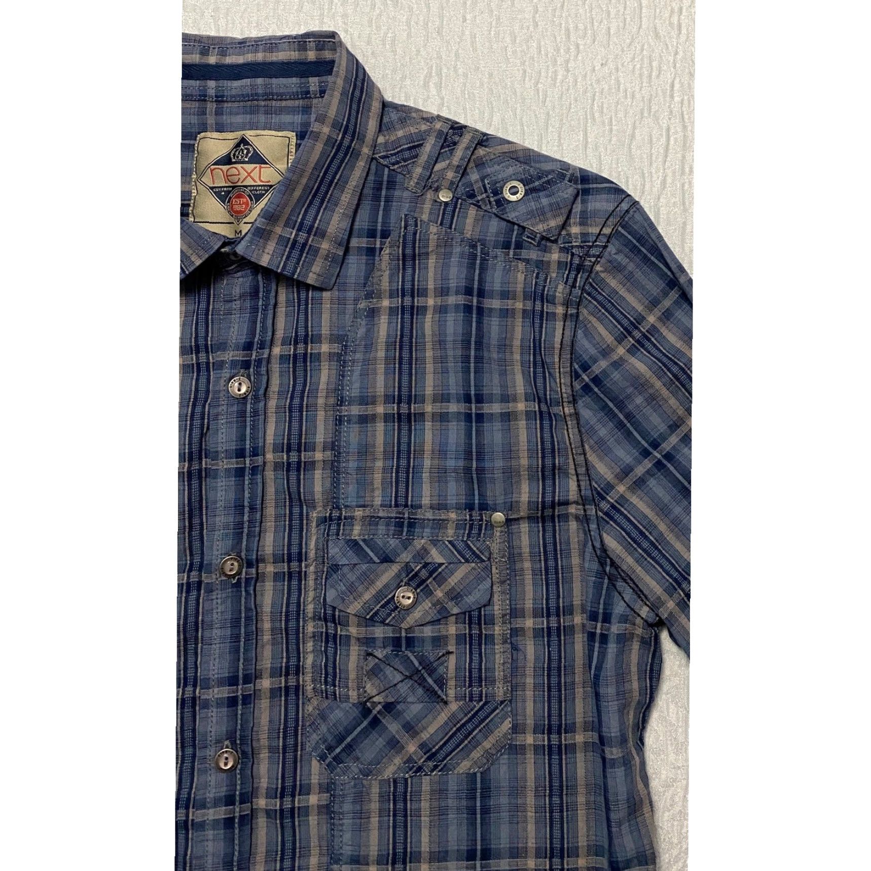 NEXT Next Men Shirt Long Sleeve Plaid Button-Up Blue M Size US M / EU 48-50 / 2 - 2 Thumbnail