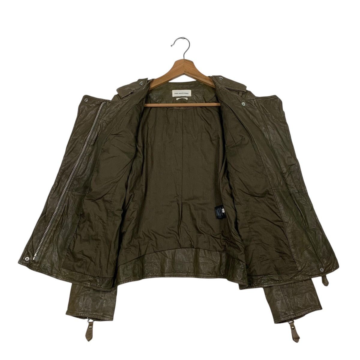 Isabel Marant Etoile Isabel Marant Etoile Olive Green Leather Jacket Size S / US 4 / IT 40 - 11 Thumbnail