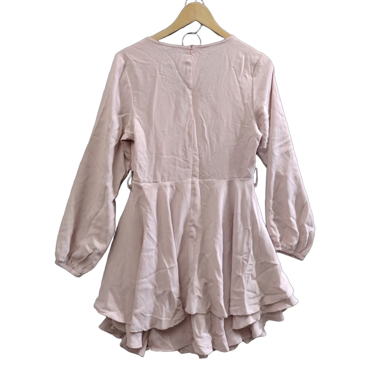 Vintage Wrap Women's Midi Ruffle Dress Long Sleeve V-Neck Beige Size S Size S / US 4 / IT 40 - 1 Thumbnail