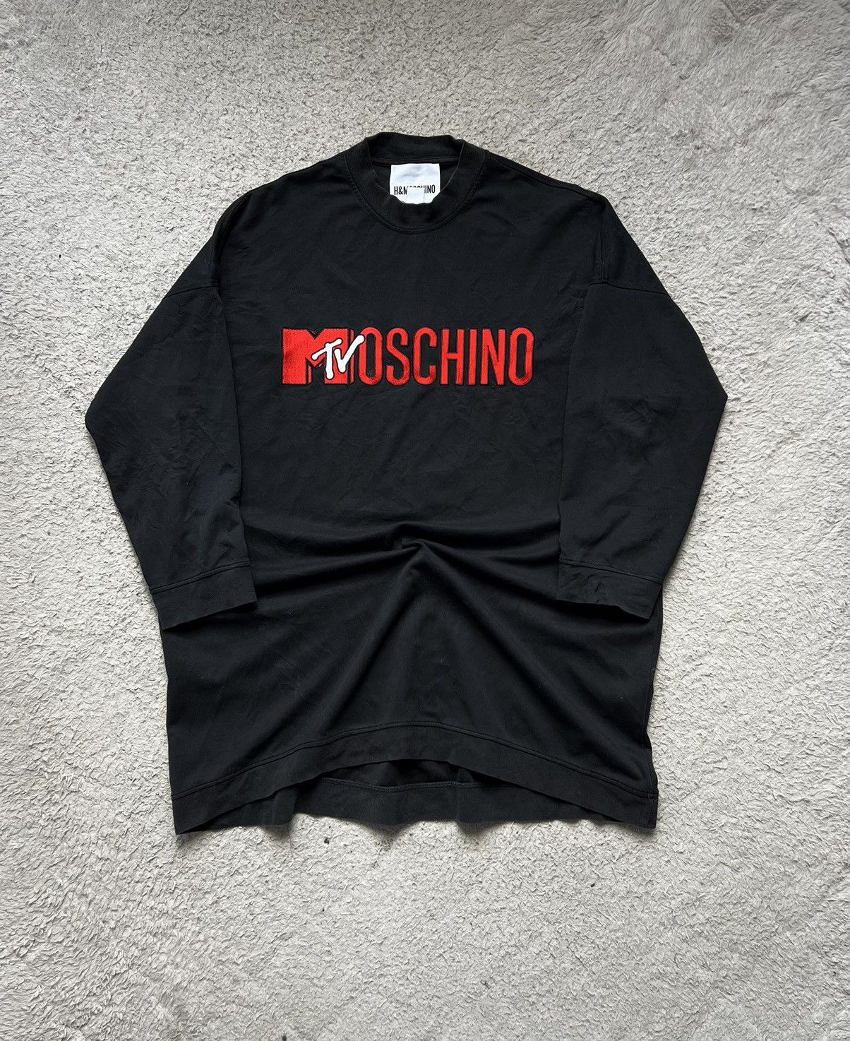 Moschino Oversize Sweatshirt Moschino MTV Black Big Logo Size S / US 4 / IT 40 - 1 Thumbnail