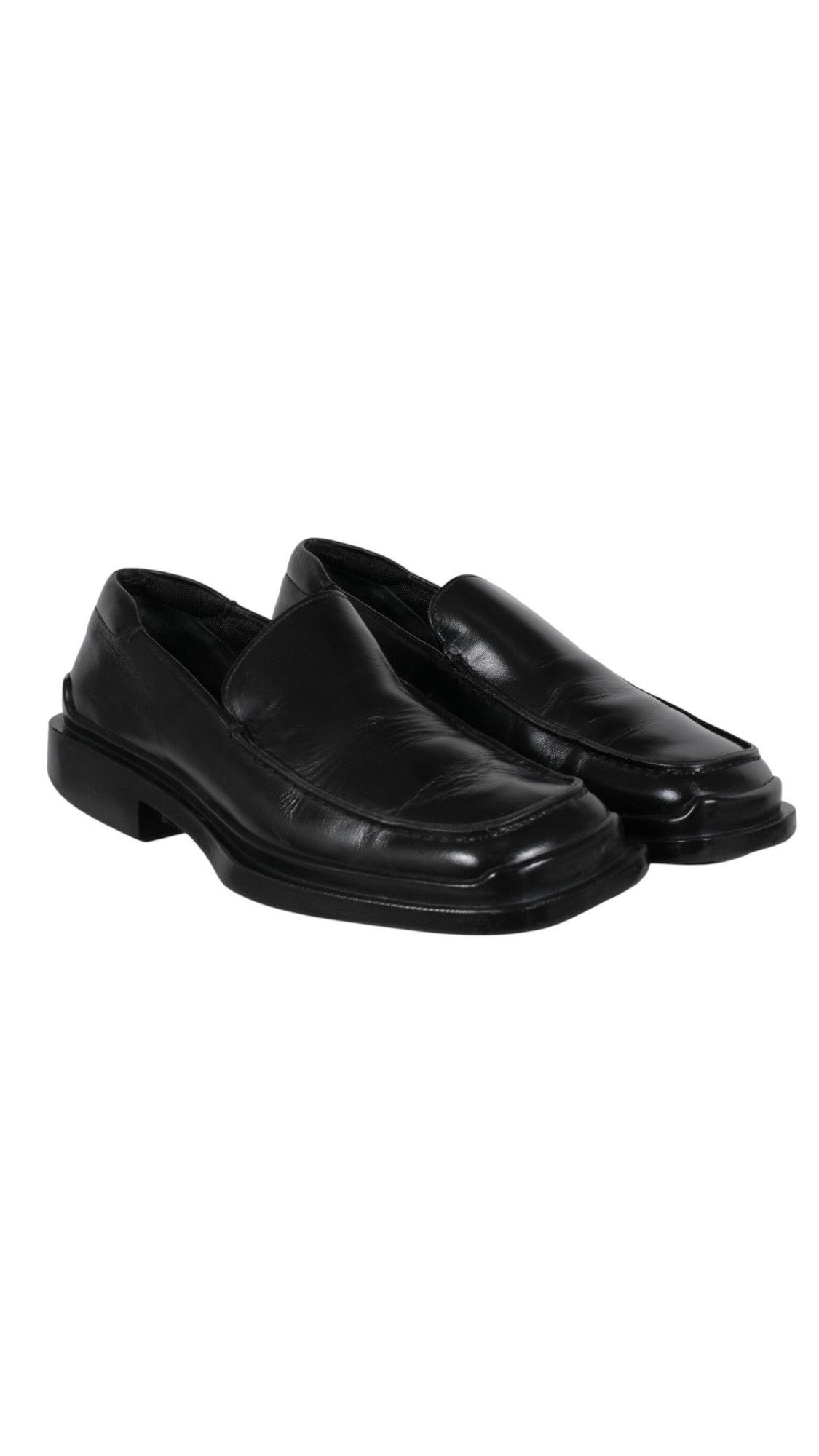 靴 Archive PRADA square toe leather loafers Prada - Brushed Leather Square Toe Loafers in Black