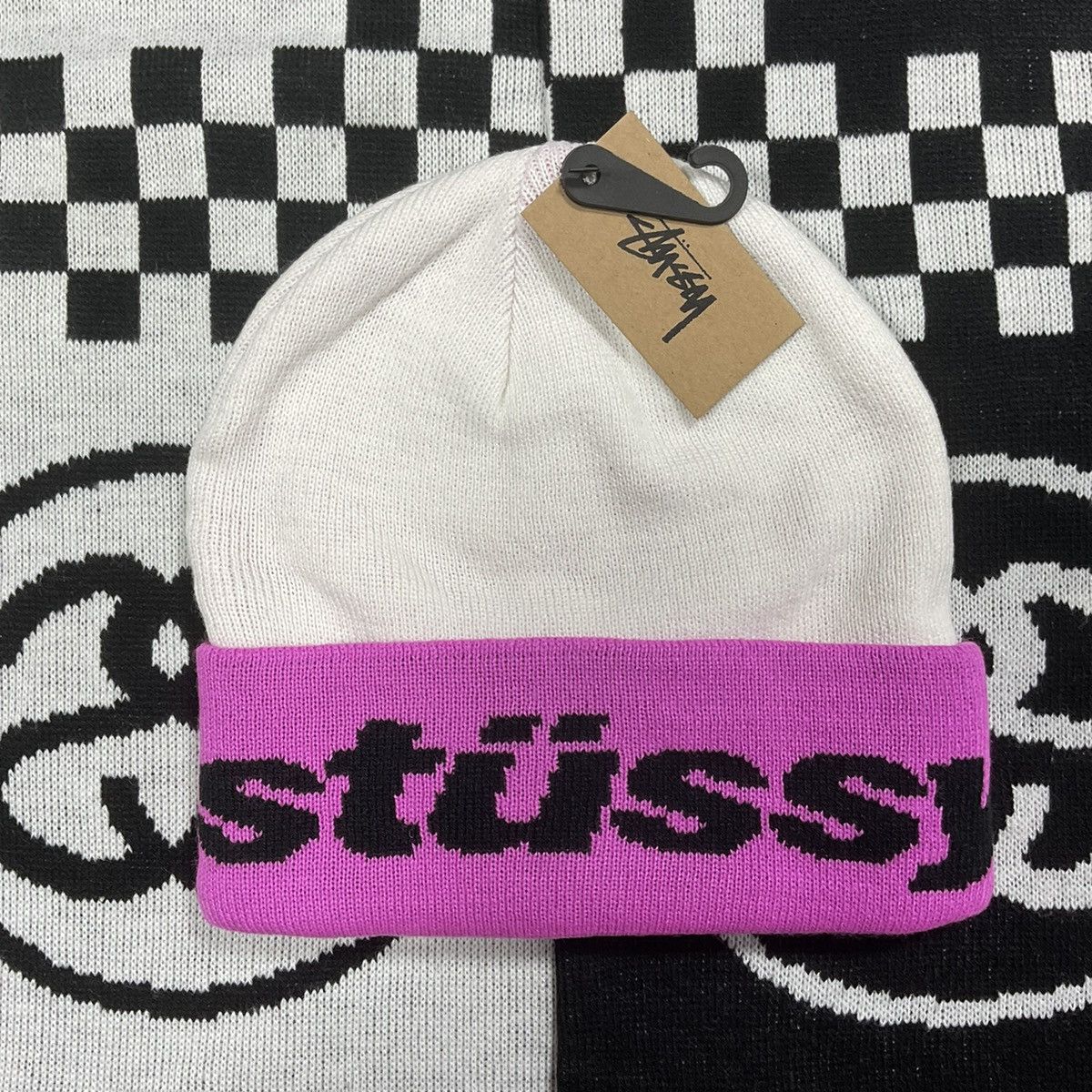 Stussy Helvetica Jacquard Beanie | Grailed