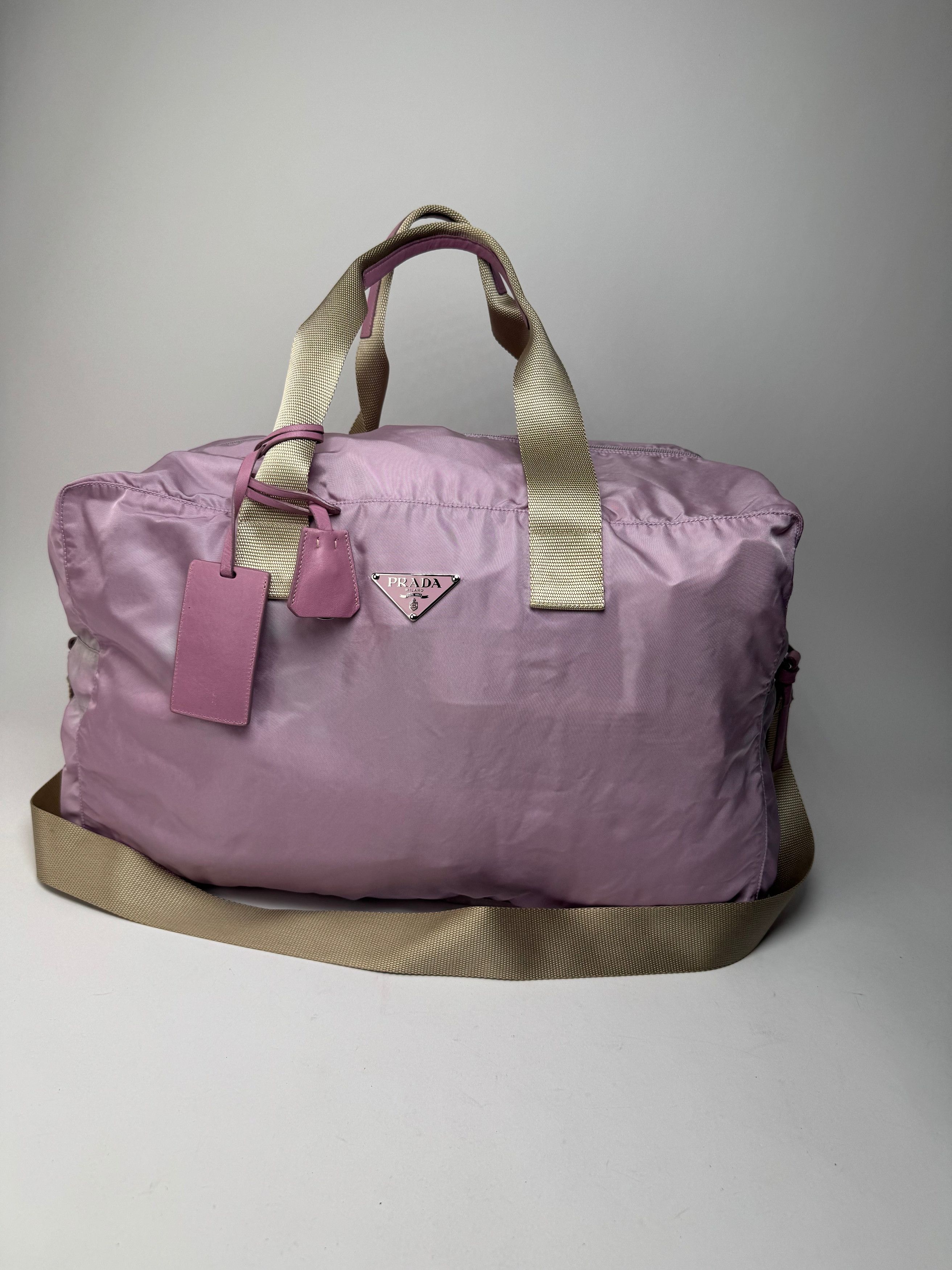Prada Vintage 2Way Polyester Weekender / Travel Bag Purple beige Size ONE SIZE - 1 Thumbnail