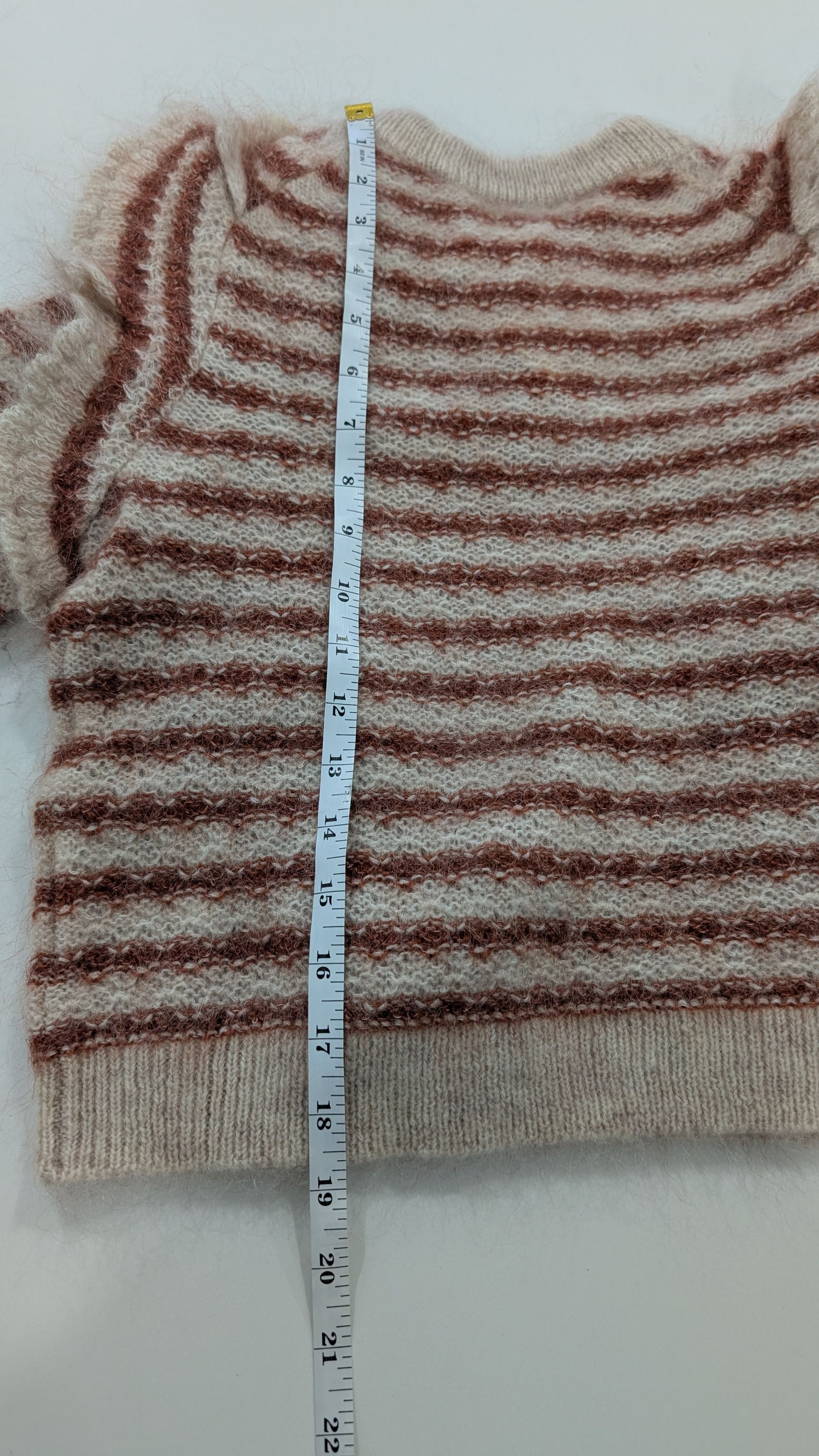 Sezane Sézane Ariane Striped Mohair Knit Sweater XS Cream Rust Size XS / US 0-2 / IT 36-38 - 12 Thumbnail