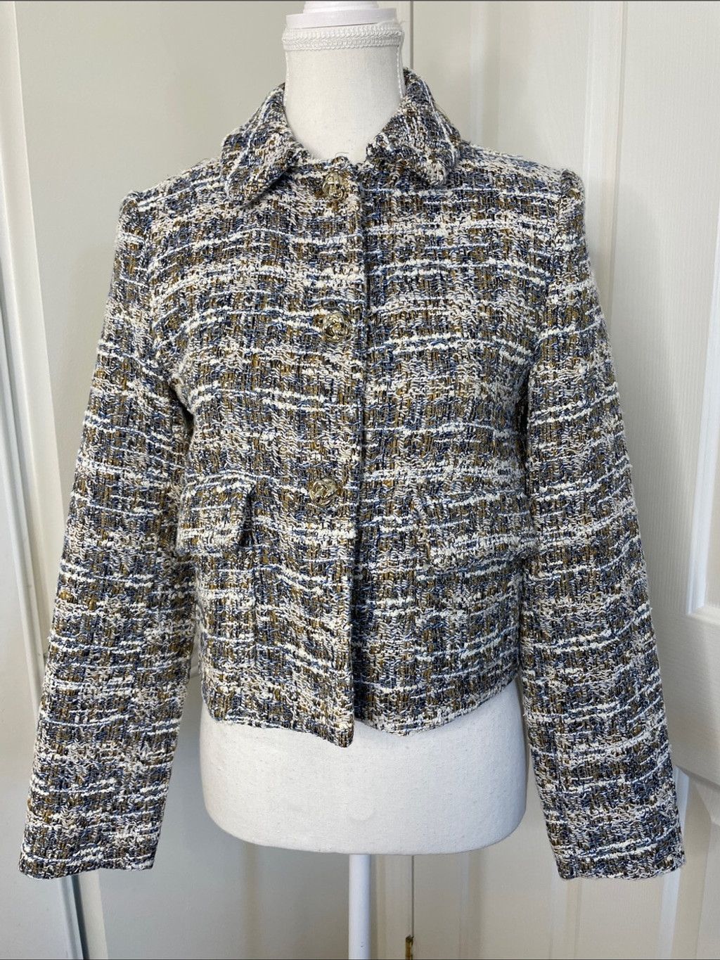 Zara NWT Zara Multicolour Tweed Crop Blazer S Size S / US 4 / IT 40 - 2 Thumbnail