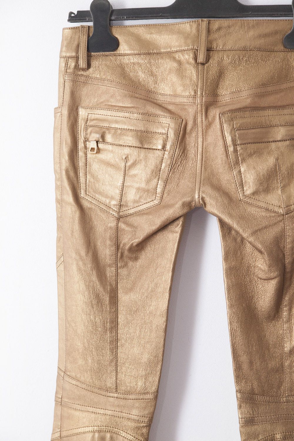 Balmain AW10 golden leather biker jeans Size 25" / US 0 / IT 36 - 6 Thumbnail
