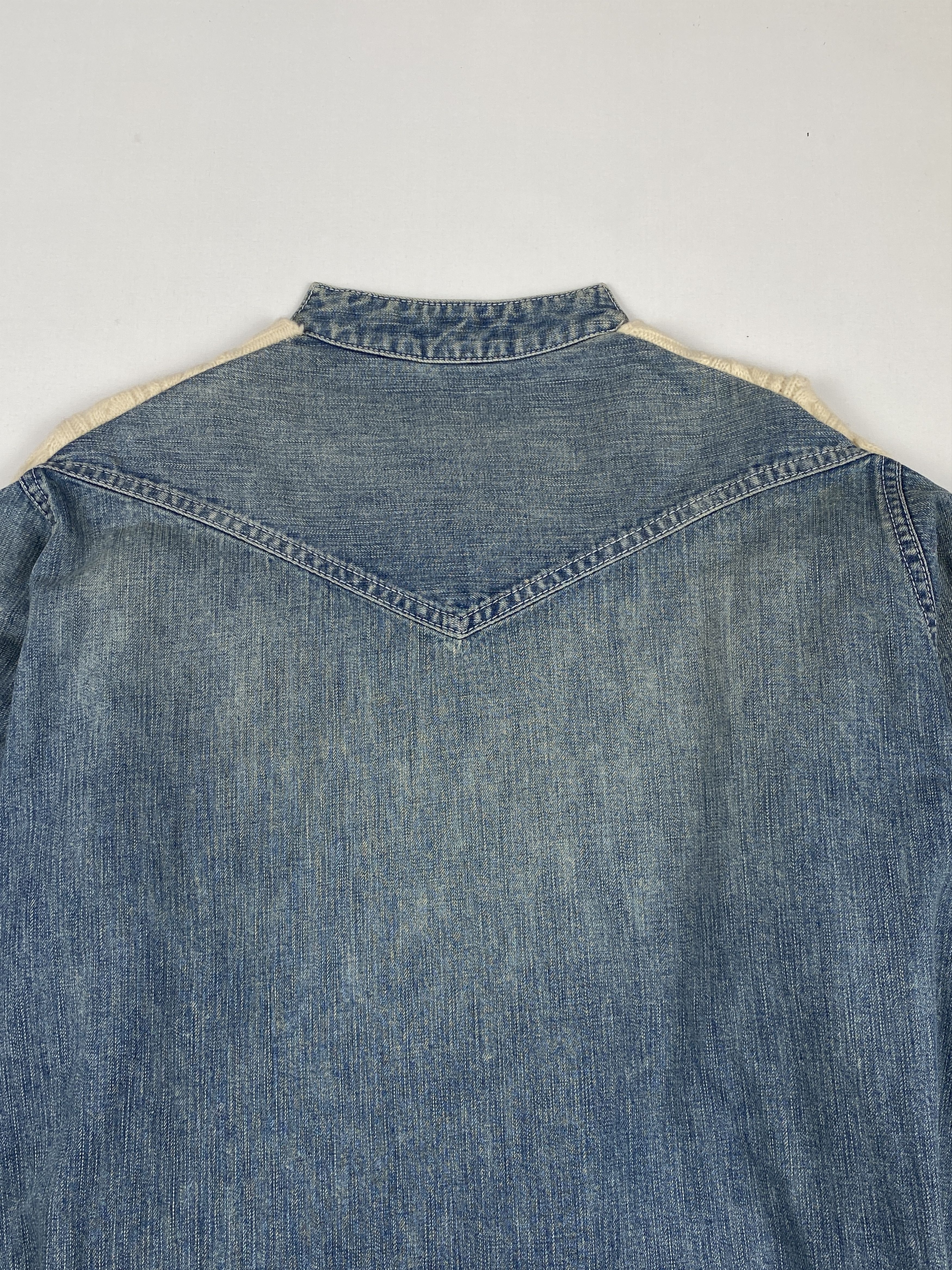 Sacai Denim Paneled Knitted Hybrid Sweater Size L / US 10 / IT 46 - 9 Thumbnail