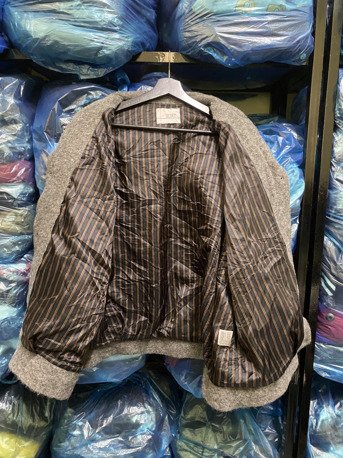 Japanese Brand IEDIT Japan Grey Wool Blend Snap Jacket Oversized Minimalist Size 3XL / US 20-22 - 7 Thumbnail