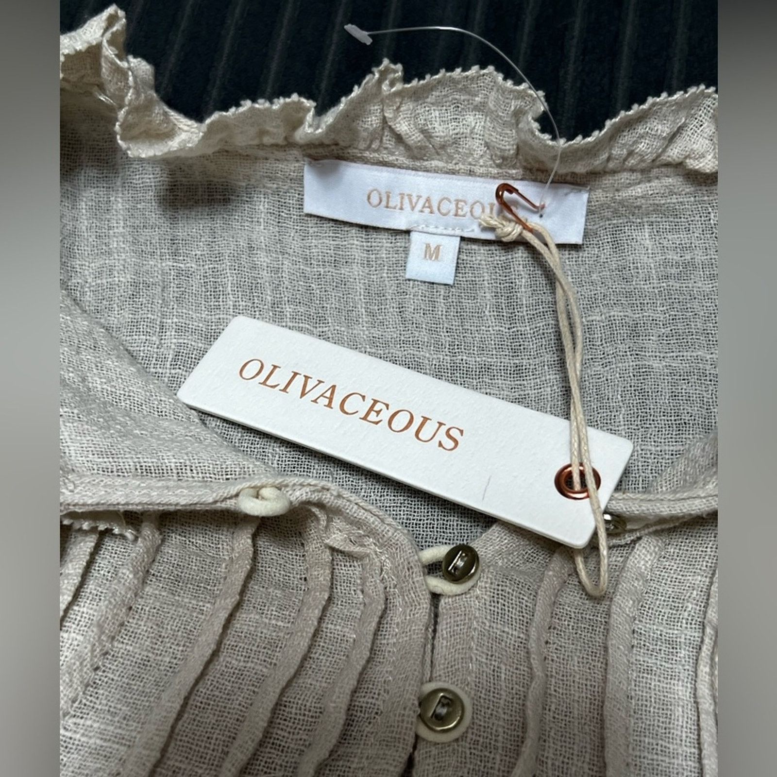 Other Olivaceous Cream Boho Peasant Flowy Blend 3/4 Sleeve Blouse Size M / US 6-8 / IT 42-44 - 4 Thumbnail
