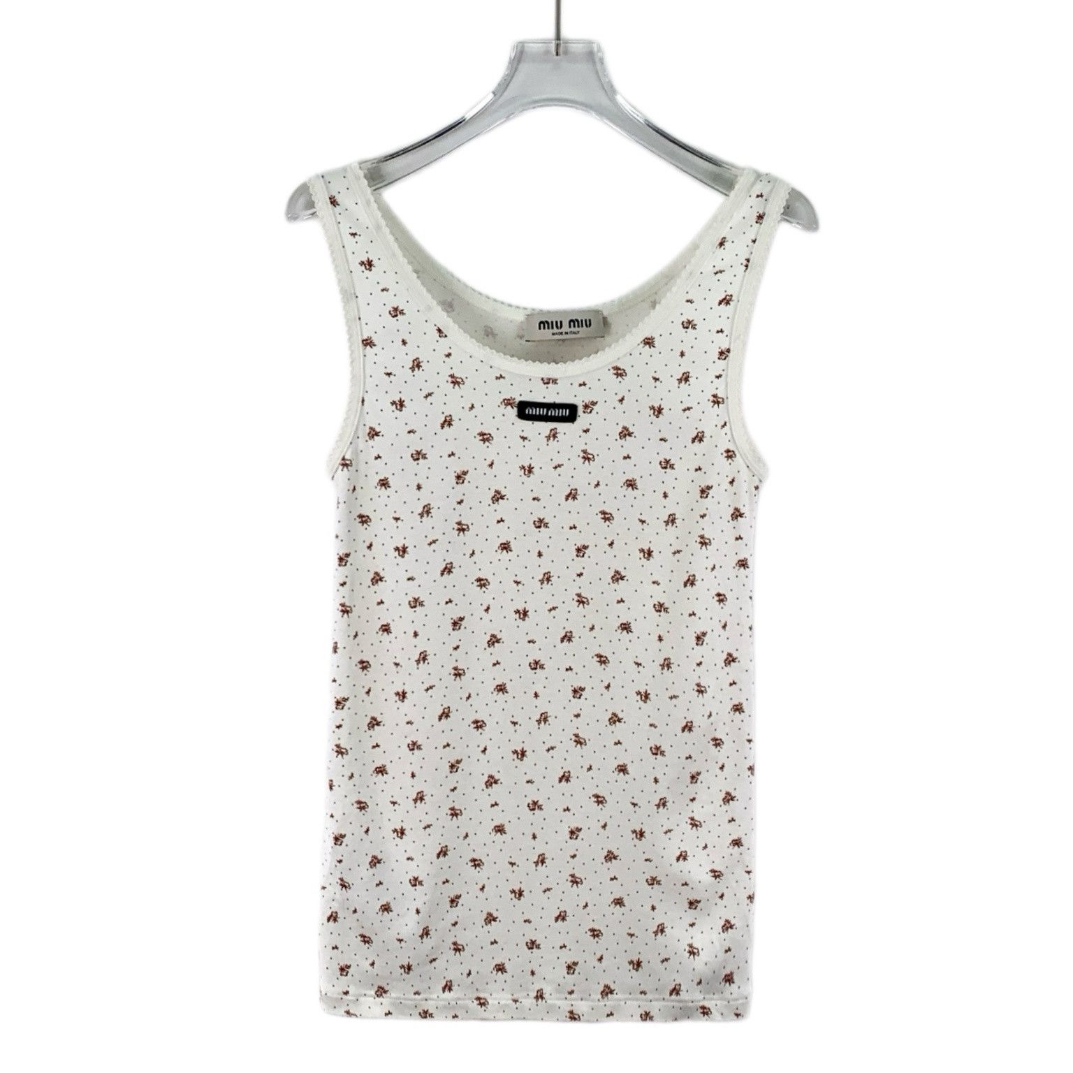 Miu Miu Miu Miu Floral Cotton Sleeveless Top White (L) Size L / US 10 / IT 46 - 1 Thumbnail