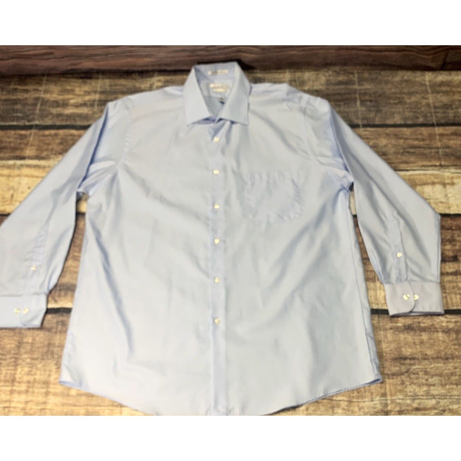 Van Heusen Van Heusen Blue Long Sleeve Men's Dress Shirt Wrinkle Free Fitted 16 1/2 32/33 Size 42R - 2 Thumbnail