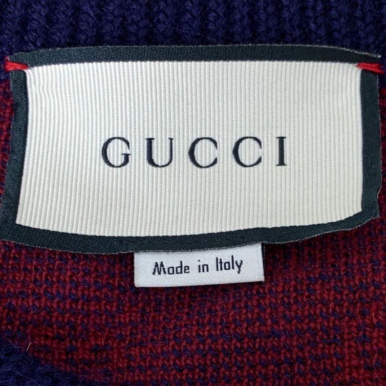 Gucci GucciDark blue logo jacquad full-print wool round-neck long Size US S / EU 44-46 / 1 - 5 Thumbnail