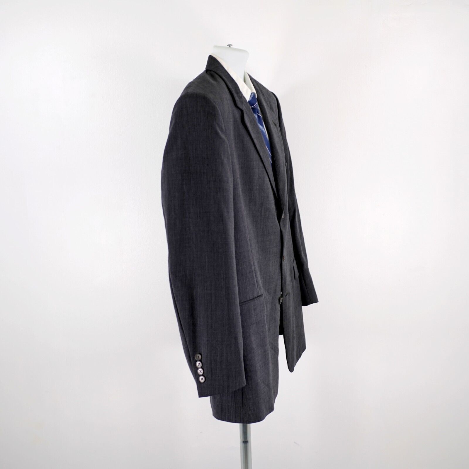 Hart Schaffner Marx Hart Schaffner Marx Wool Gray Honeycomb Check 3 Button Blaze Size 42R - 7 Thumbnail