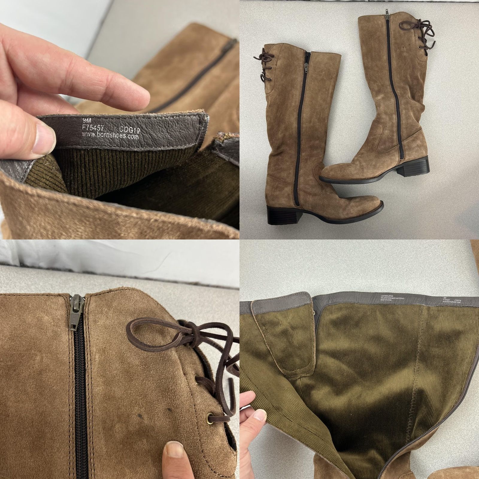 Born Born Boots Womens Knee High Riding Zip Lace Up Brown Suede 9 M Casual Fall Winter Leather Upper Size US 9 / IT 39 - 8 Thumbnail