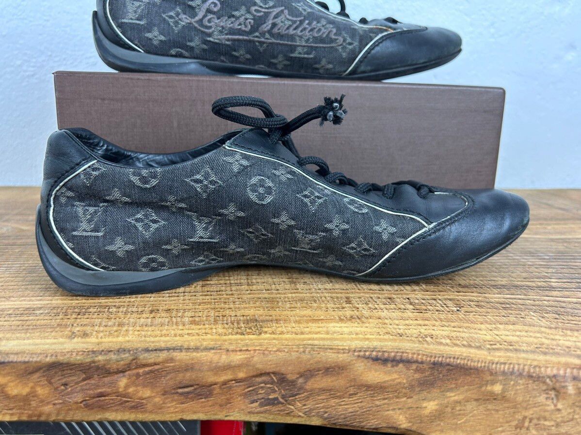 Louis Vuitton Louis Vuitton Denim And Leather Monogram Low Top Sneakers Size US 7.5 / IT 37.5 - 5 Thumbnail