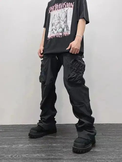 Japanese Brand × Jean Vintage pleated multi-pocket nylon cargo trousers Size US 32 / EU 48 - 1 Thumbnail