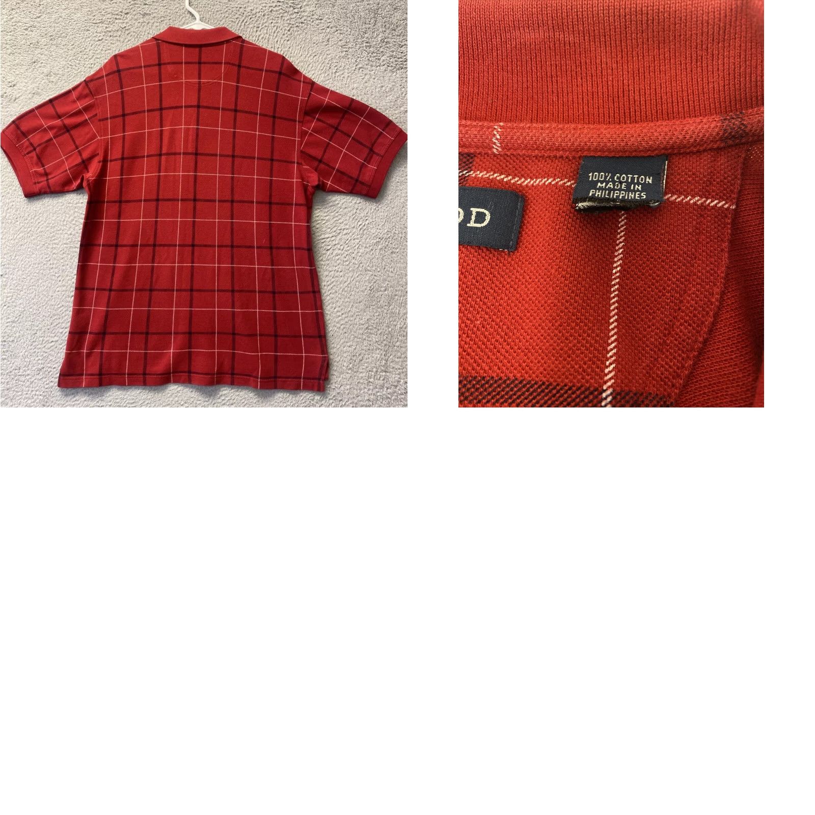 Izod IZOD Polo Shirt Red Casual plaid check Mens size Large / 111-47 Size US L / EU 52-54 / 3 - 8 Thumbnail