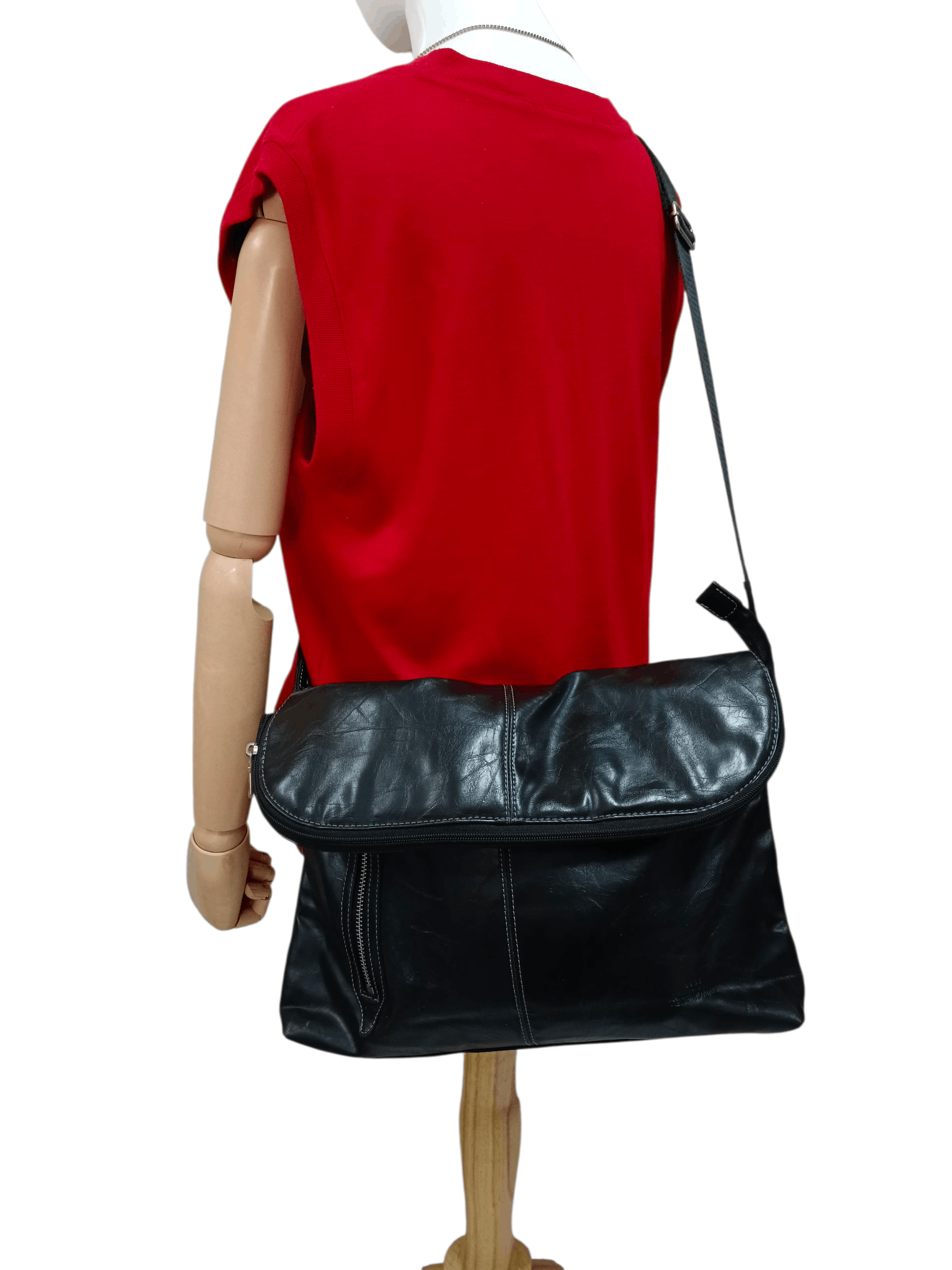 TETE HOMME BLACK LEATHER BAG