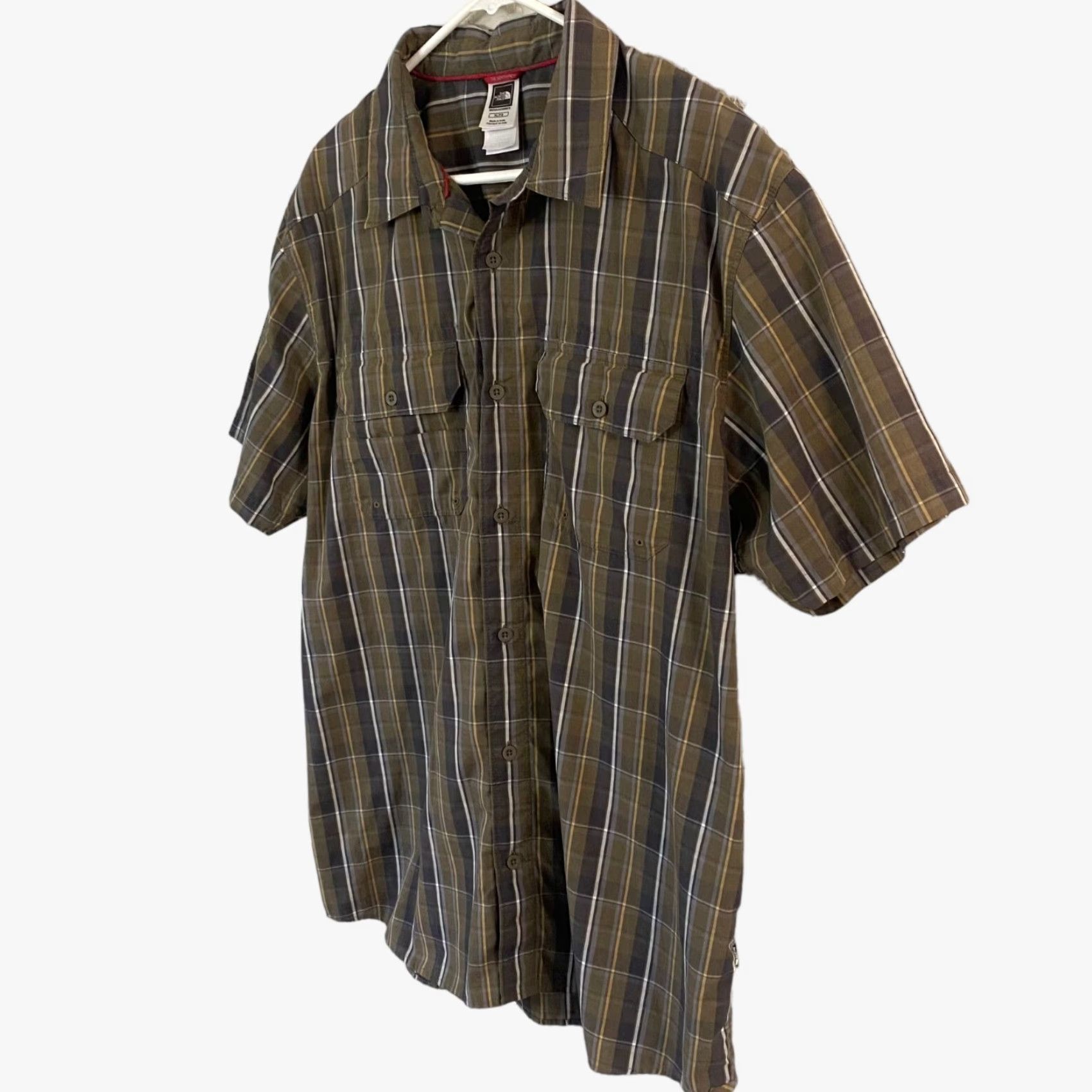 The North Face The North Face Button Up Shirt Short Sleeve Mens XL Green Plaid Chest Pockets Size US XL / EU 56 / 4 - 2 Thumbnail