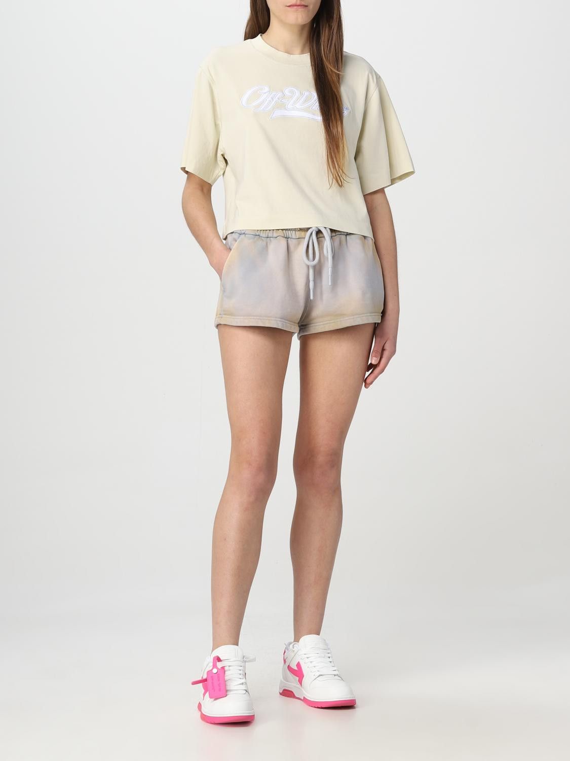 Off-White o1y1225 Logo Crewneck T-Shirt in Beige Size S / US 4 / IT 40 - 2 Thumbnail