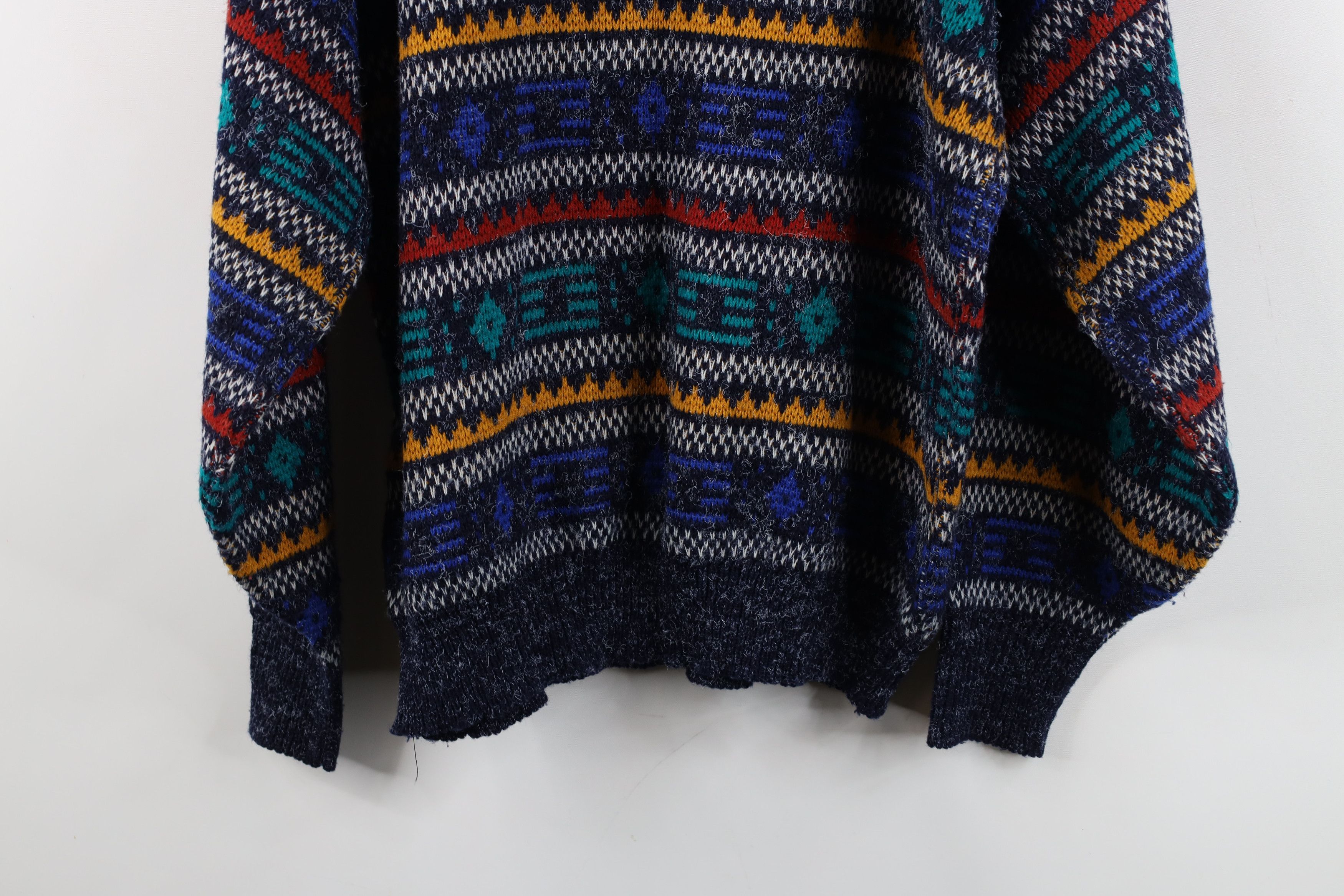 Vintage Vintage 90s Streetwear Geometric Knit Crewneck Sweater Size US L / EU 52-54 / 3 - 9 Thumbnail