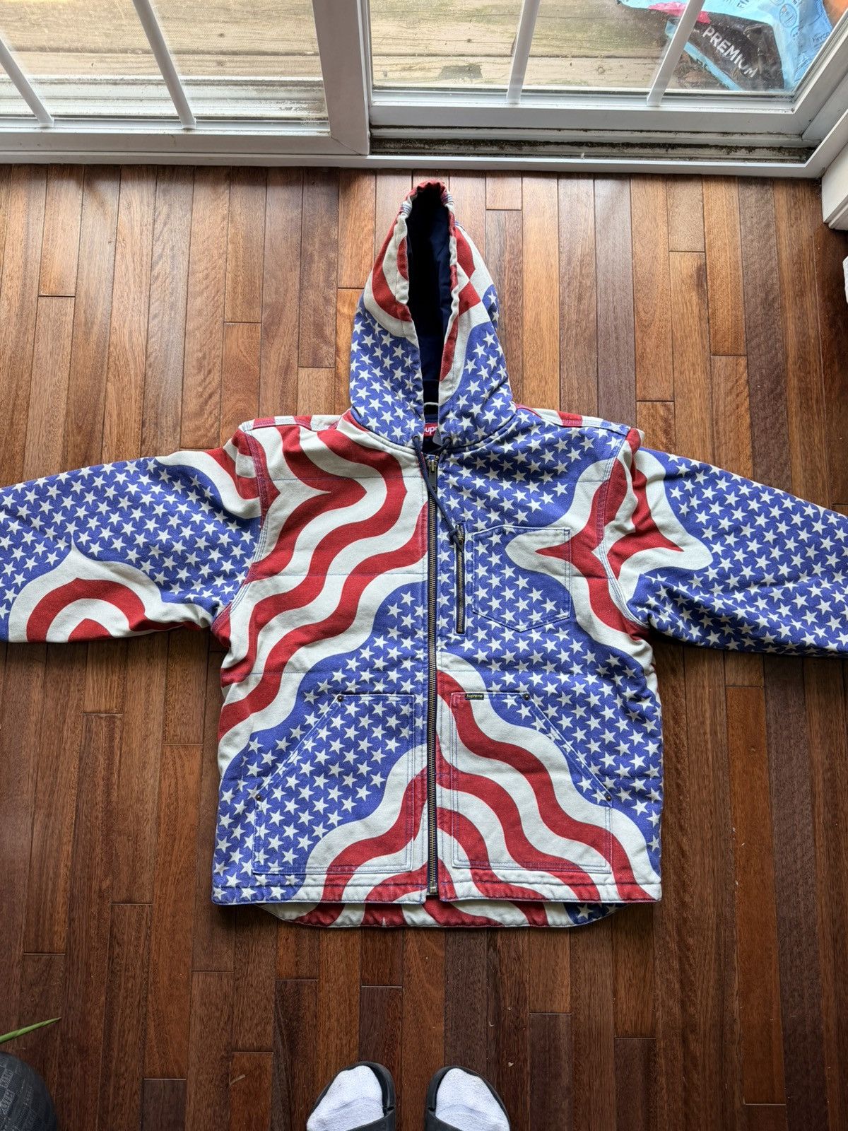 Supreme Supreme Flag Quilted Hooded Work Jacket - Large Size US L / EU 52-54 / 3 - 1 Thumbnail