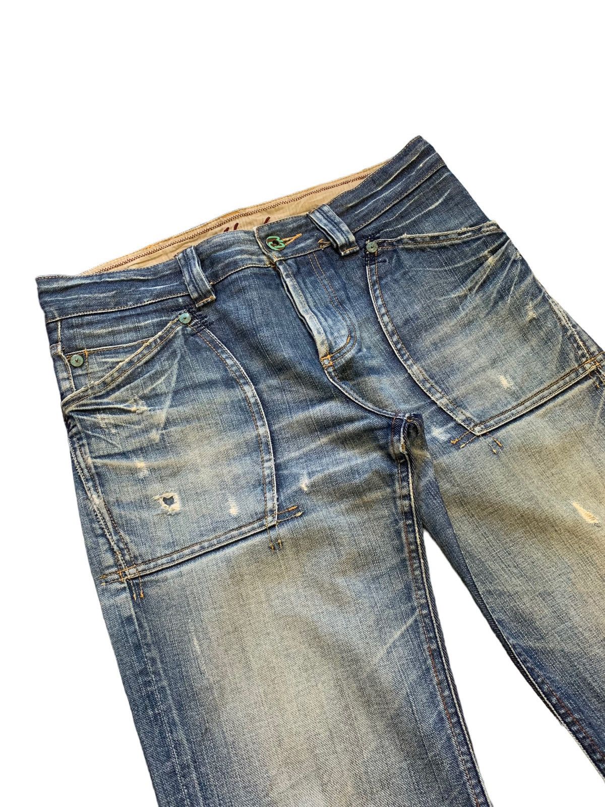 If Six Was Nine × Japanese Brand Back Number Mud Wash Bush Distressed Jeans (AB15) Size US 33 - 6 Thumbnail