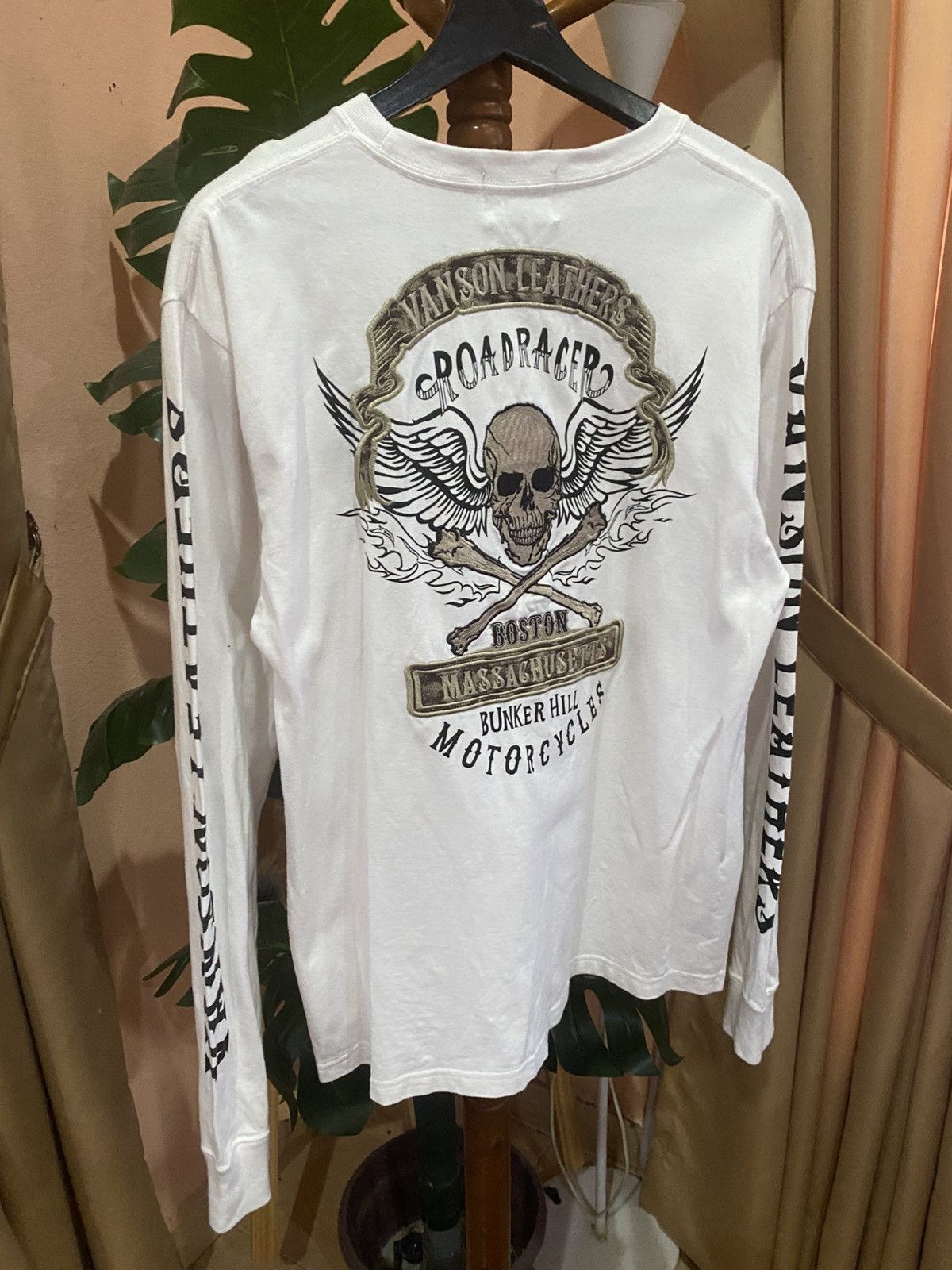 Vanson Leathers Vanson Leathers Roadracer Skull Graphic White Long Sleeve Size US M / EU 48-50 / 2 - 3 Thumbnail