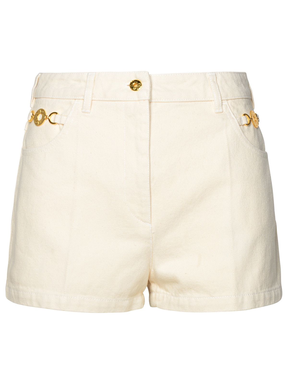 image of Patou Ivory Cotton Mini Shorts, Women's (Size 27)