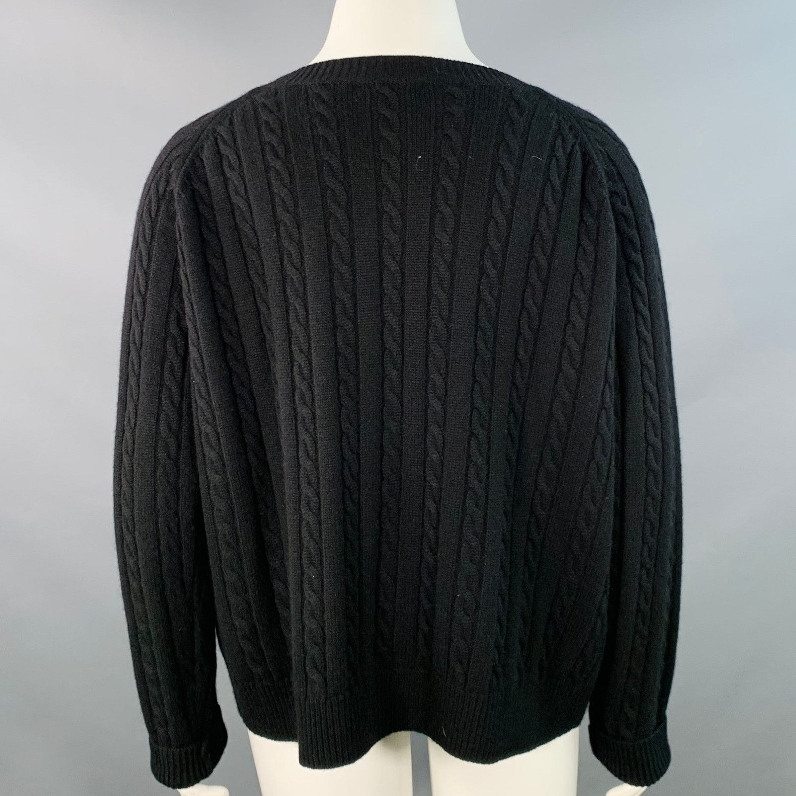 CO CO Size L Black Cashmere Cable Knit Oversized Cardigan Size L / US 10 / IT 46 - 3 Thumbnail