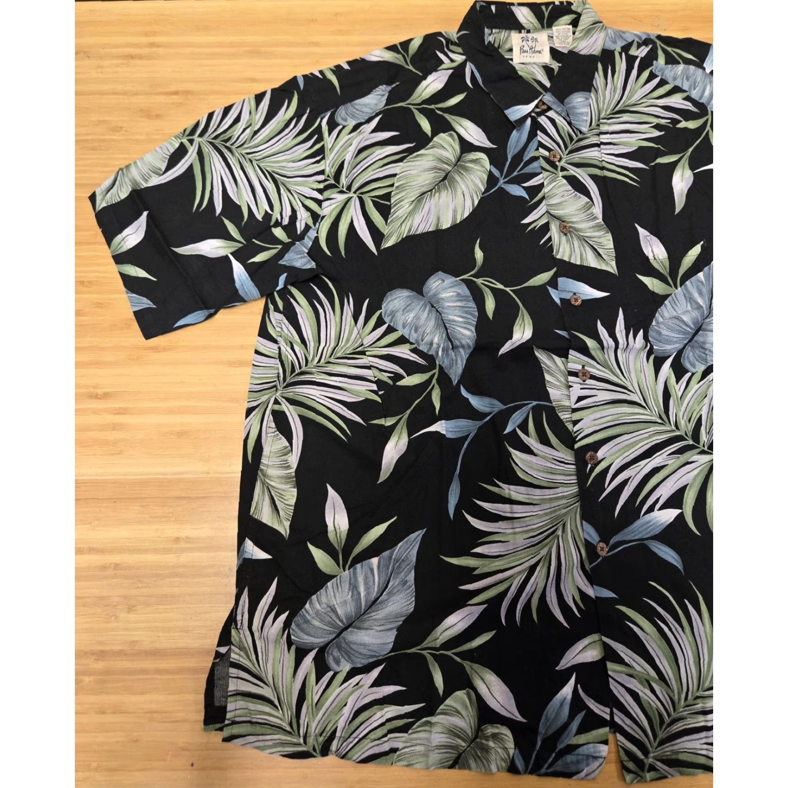 Vintage VINTAGE Pau Hana Shirt Mens 2XL Black Hawaiian Aloha Camp Button Up Tropical Leaf Print Size US XXL / EU 58 / 5 - 3 Thumbnail