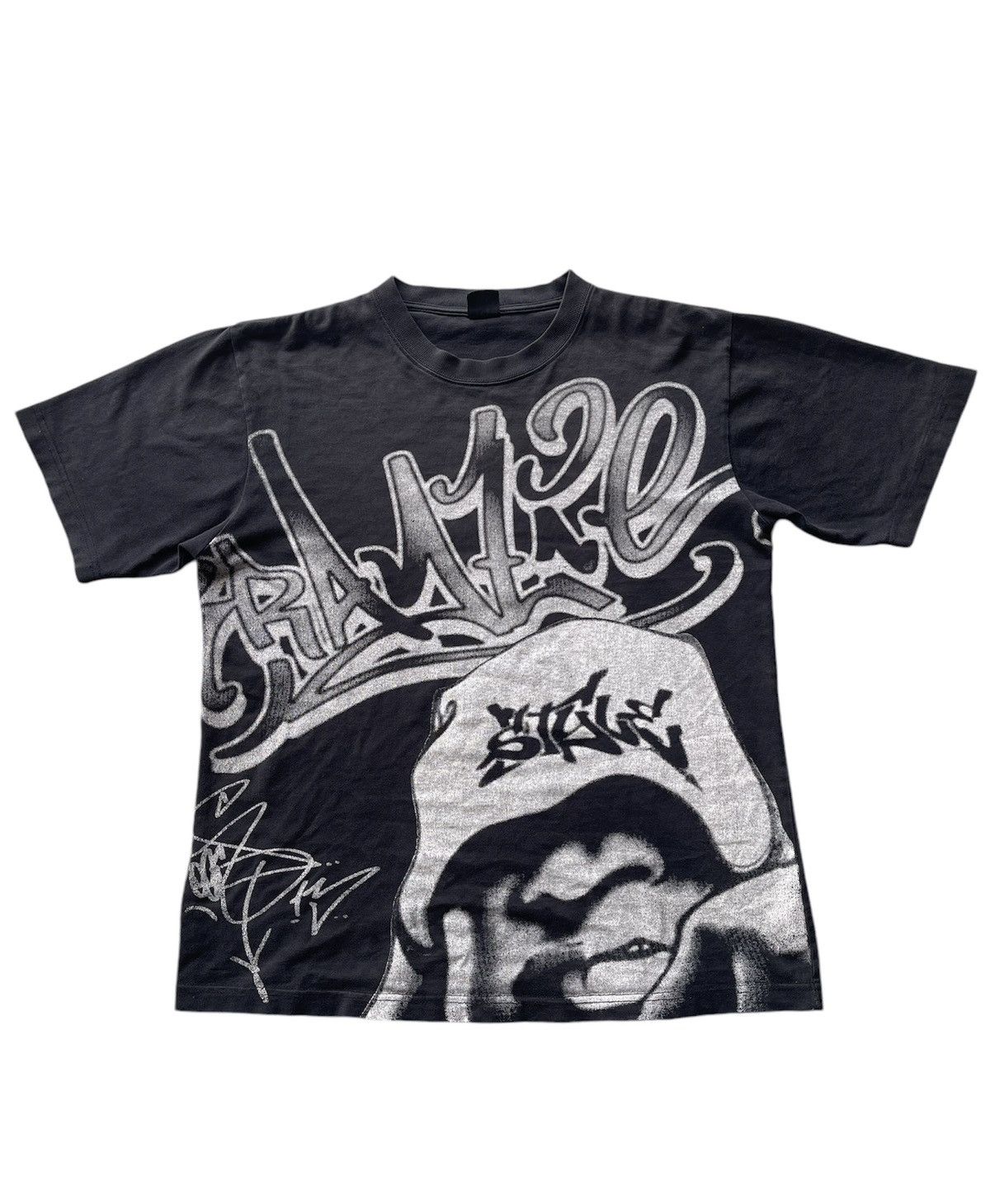 Vintage Rare JustFitid Black Graphic Tee - Urban Street Style Size US M / EU 48-50 / 2 - 1 Thumbnail