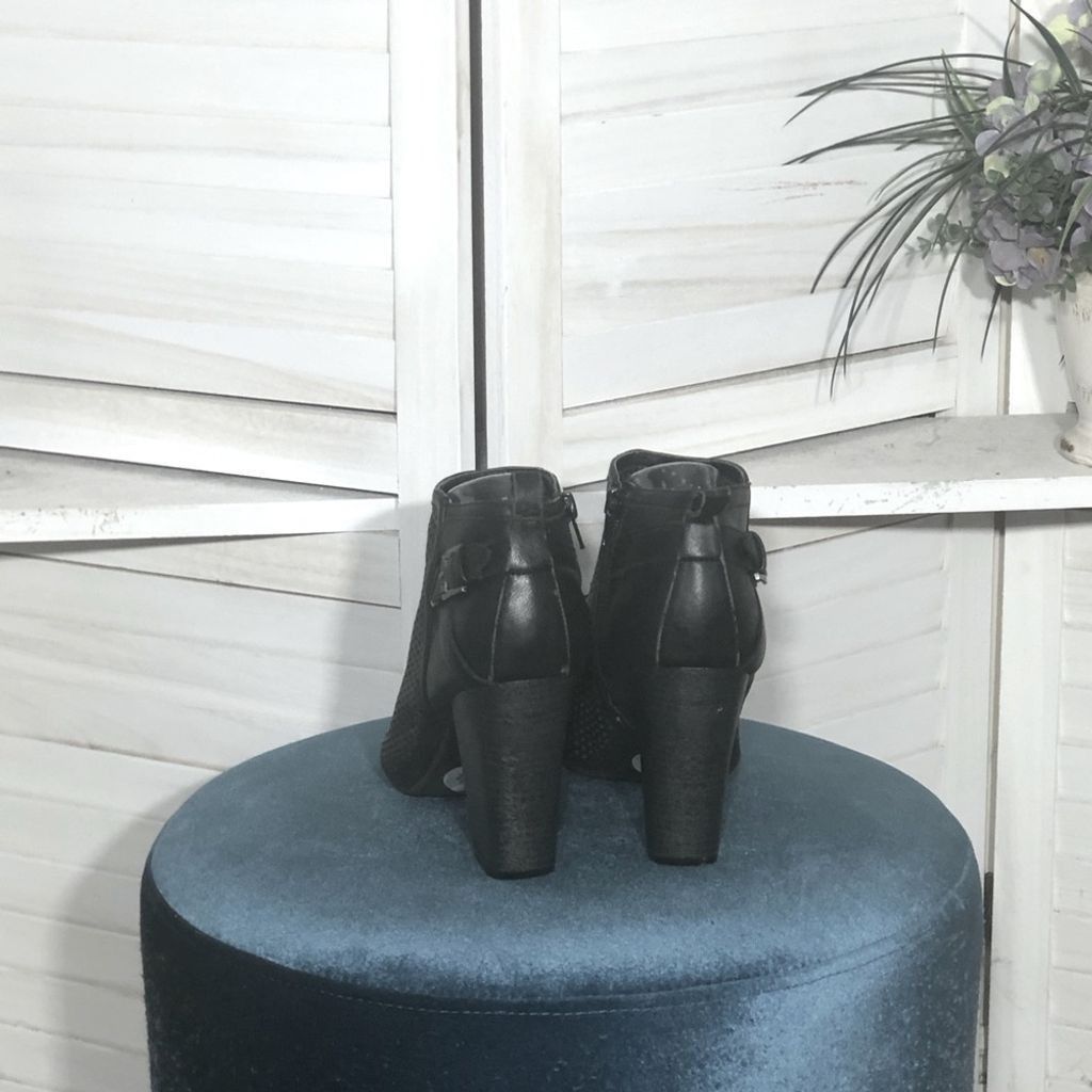 Other black ankle boots mesh texture peep toe buckle decor sz 8.5 Size US 8.5 / IT 38.5 - 4 Thumbnail