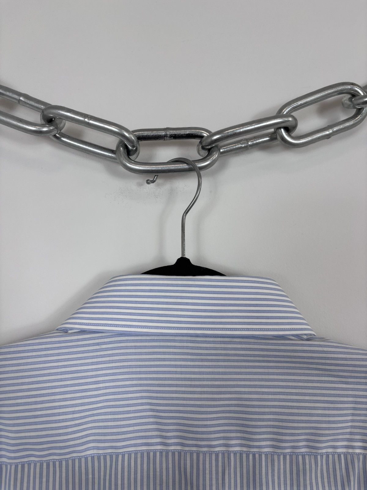 Corneliani Corneliani Men’s Light Blue Striped Button Up Dress Shirt Size US XL / EU 56 / 4 - 18 Thumbnail