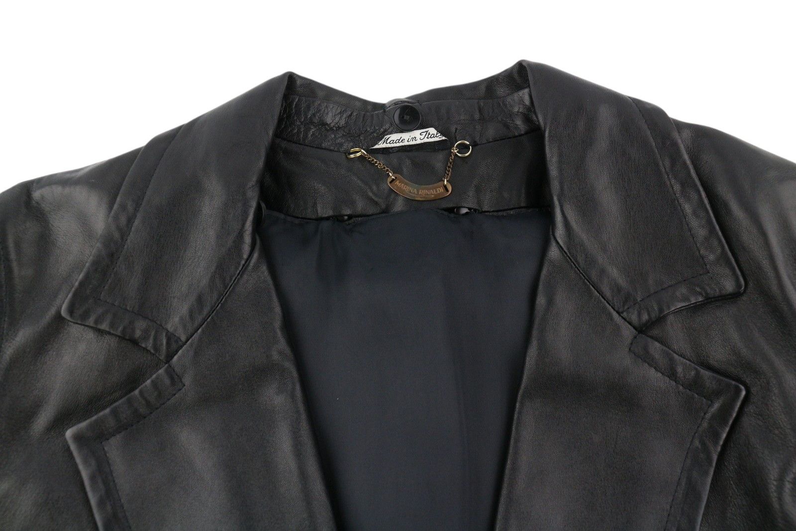 Marina Rinaldi M Vintage Black Leather Removable Lining Mid-Length 86460 Size M / US 6-8 / IT 42-44 - 5 Thumbnail