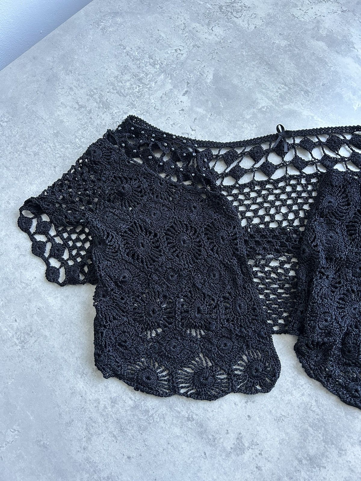 Vintage Vintage Knit sexy Y2K black beads top embroidered Size S / US 4 / IT 40 - 9 Thumbnail