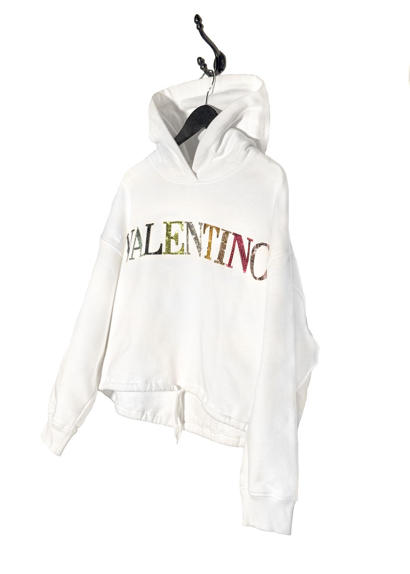 Valentino Valentino Rainbow Sequinned Logo White Hoodie Size M / US 6-8 / IT 42-44 - 2 Thumbnail