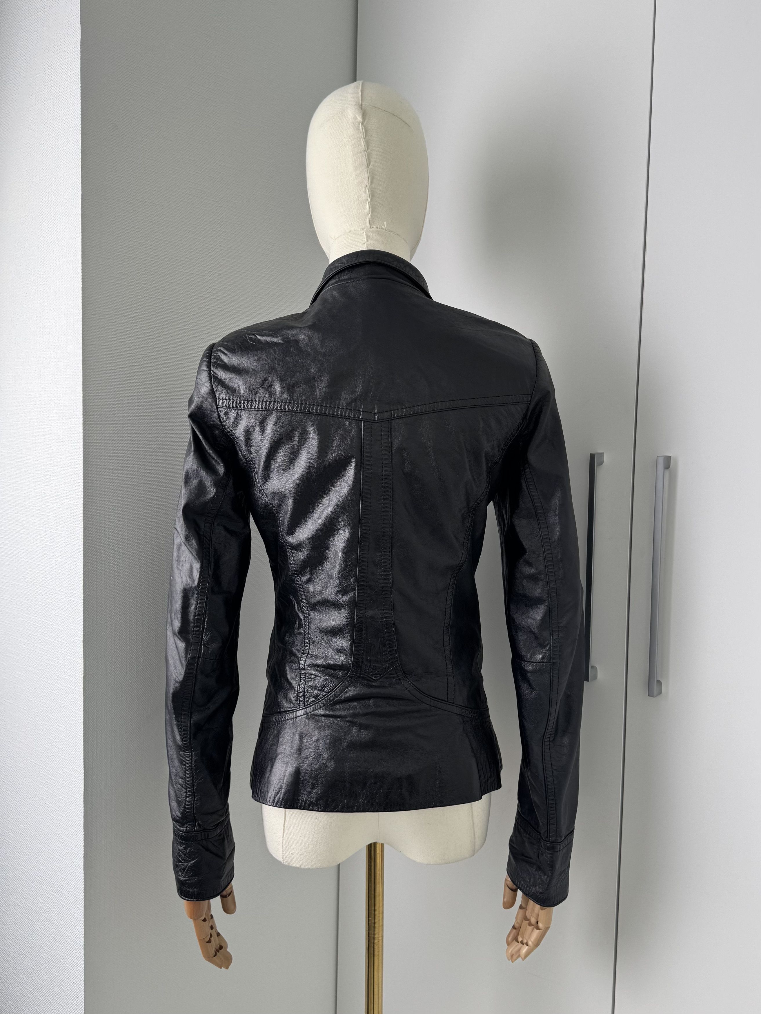 Japanese Brand Y2K Leather Jacket Womens Slim Fit Zip Up Biker Moto Coat Size S / US 4 / IT 40 - 4 Thumbnail