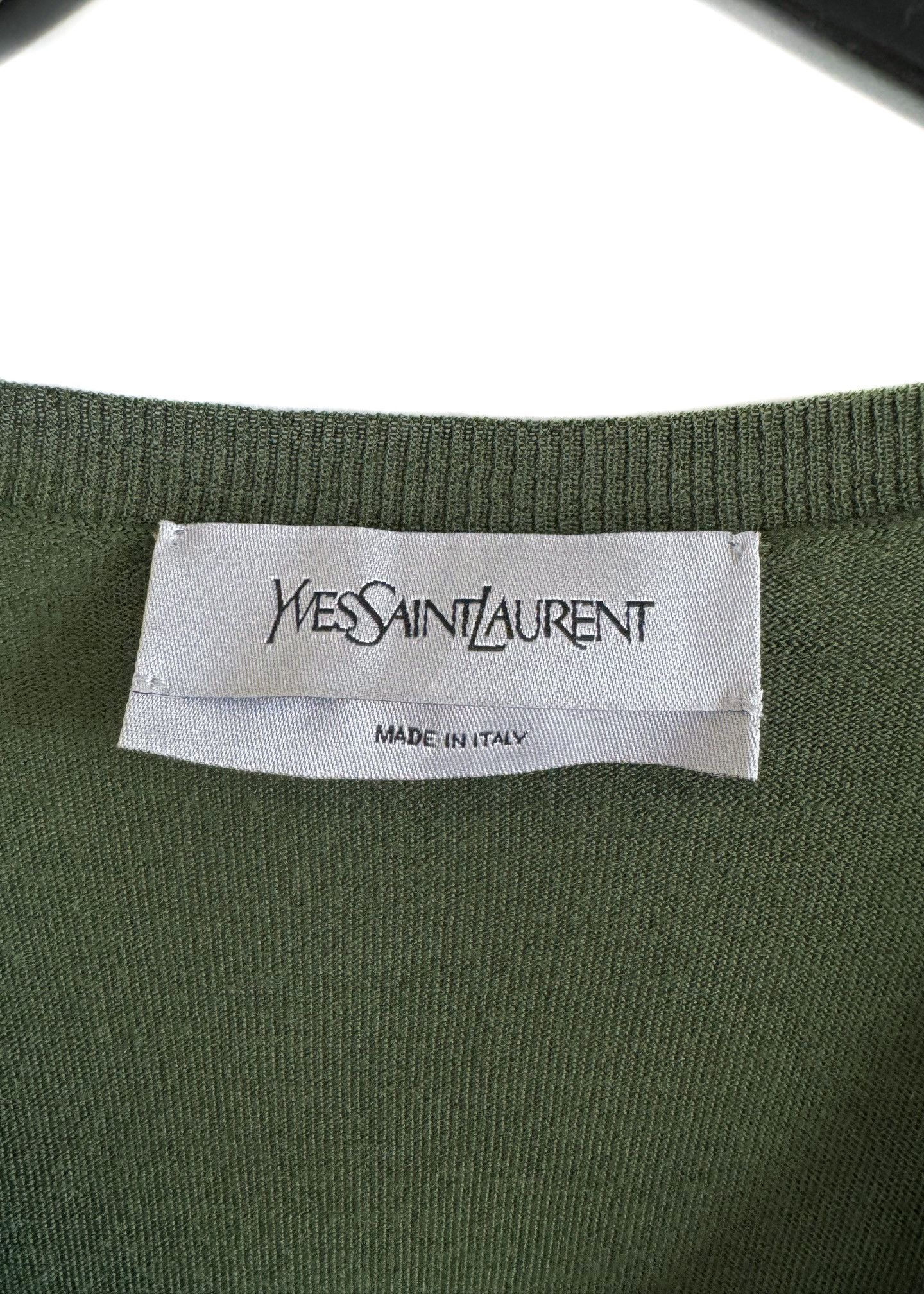 Yves Saint Laurent Yves Saint Laurent Green Wool V-neck Sweater Size US XL / EU 56 / 4 - 8 Thumbnail