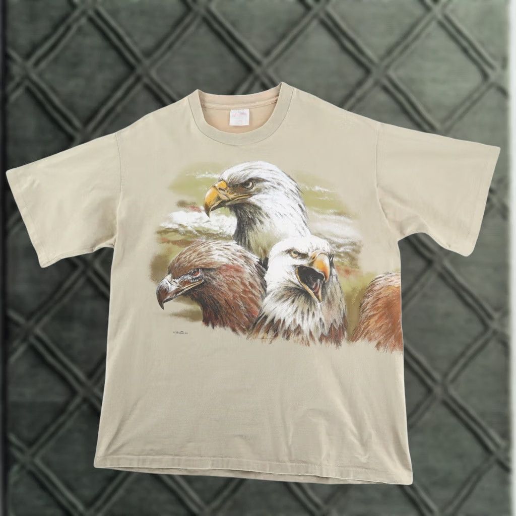 Elwood Vintage Hazelwood Eagles All Over Print Single Stitch Shirt XL Men's Beige 90s Flagship Mens Size US XL / EU 56 / 4 - 1 Thumbnail