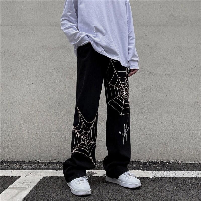 Jean Embroidery Spider Web Straight Casual Jeans Size US 30 / EU 46 - 6 Thumbnail