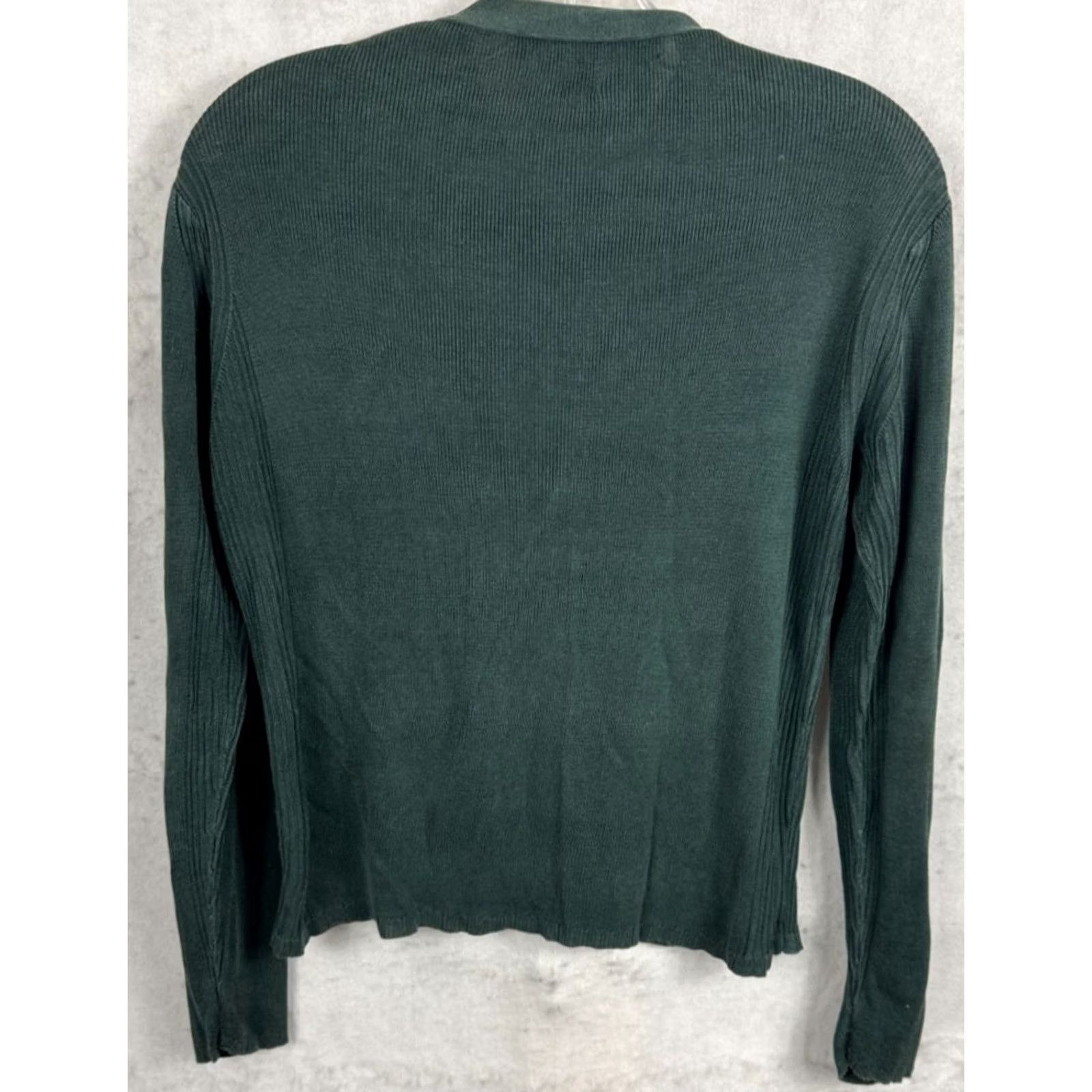 Vintage VINTAGE Carlisle Cardigan Shirt Women’s Small Green 100% Silk Long Sleeve Button Ribbed 90s Designer Womens Size S / US 4 / IT 40 - 3 Thumbnail