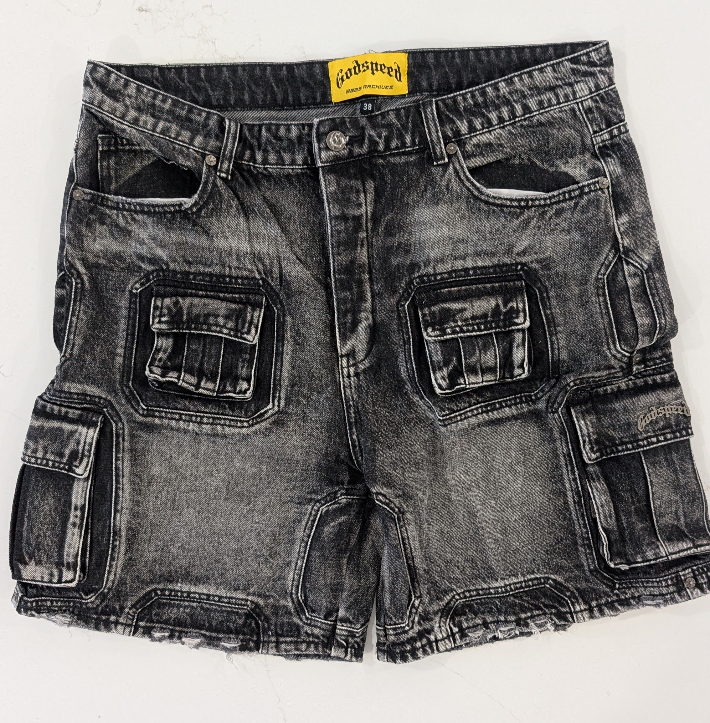 Godspeed Godspeed Octagon Denim Cargo Shorts Grey Wash 38 Size US 38 / EU 54 - 1 Thumbnail