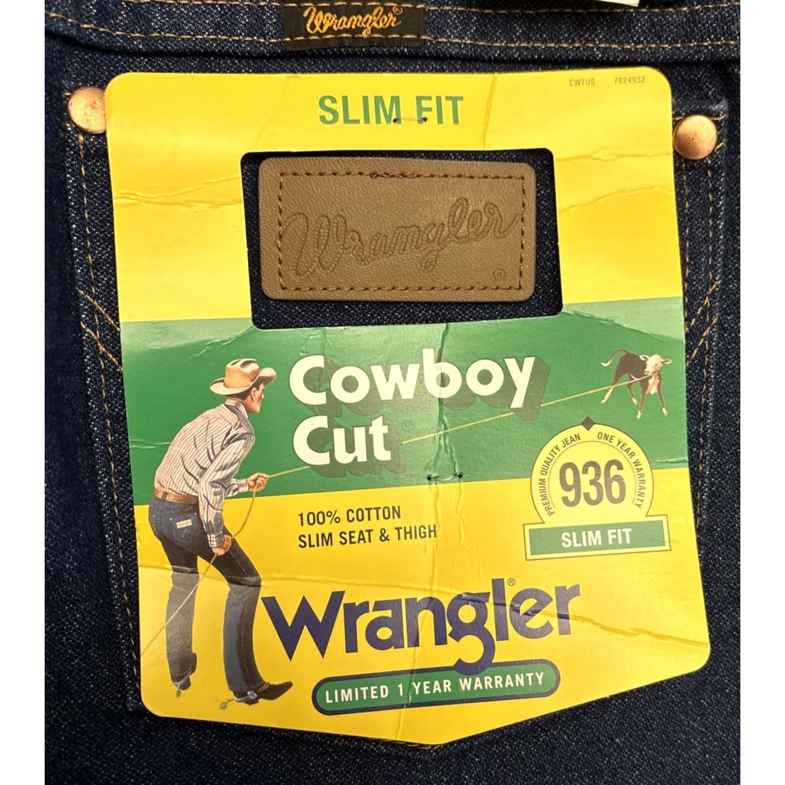 Wrangler VINTAGE Wrangler 31x34 Cowboy Cut Slim Fit Jeans Mens 100% Cotton Denim NWT Wrangler Cowboy Cut Blue 5-Pocket Rise 11.5" Belt Loops Nicaragua Size US 31 - 6 Thumbnail