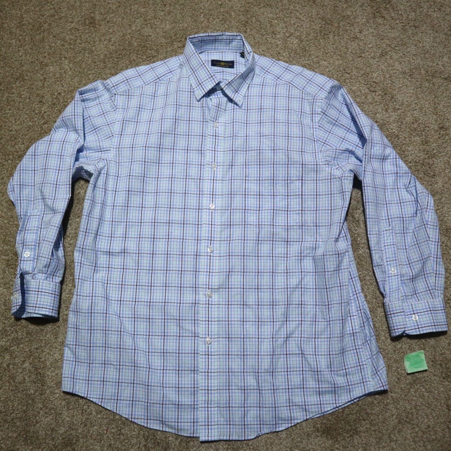 Club Room Club Room Shirt Men 16.5 32/33 Blue Checkered Button-Down Long Sleeve Cotton Blends Plaid Stretch Regular Size US L / EU 52-54 / 3 - 2 Thumbnail