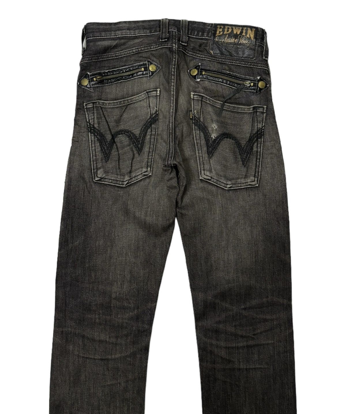 Kapital EDWIN EXCLUSIVE VINTAGE BLACK DISTRESSED DENIM JEANS Size US 30 / EU 46 - 4 Thumbnail