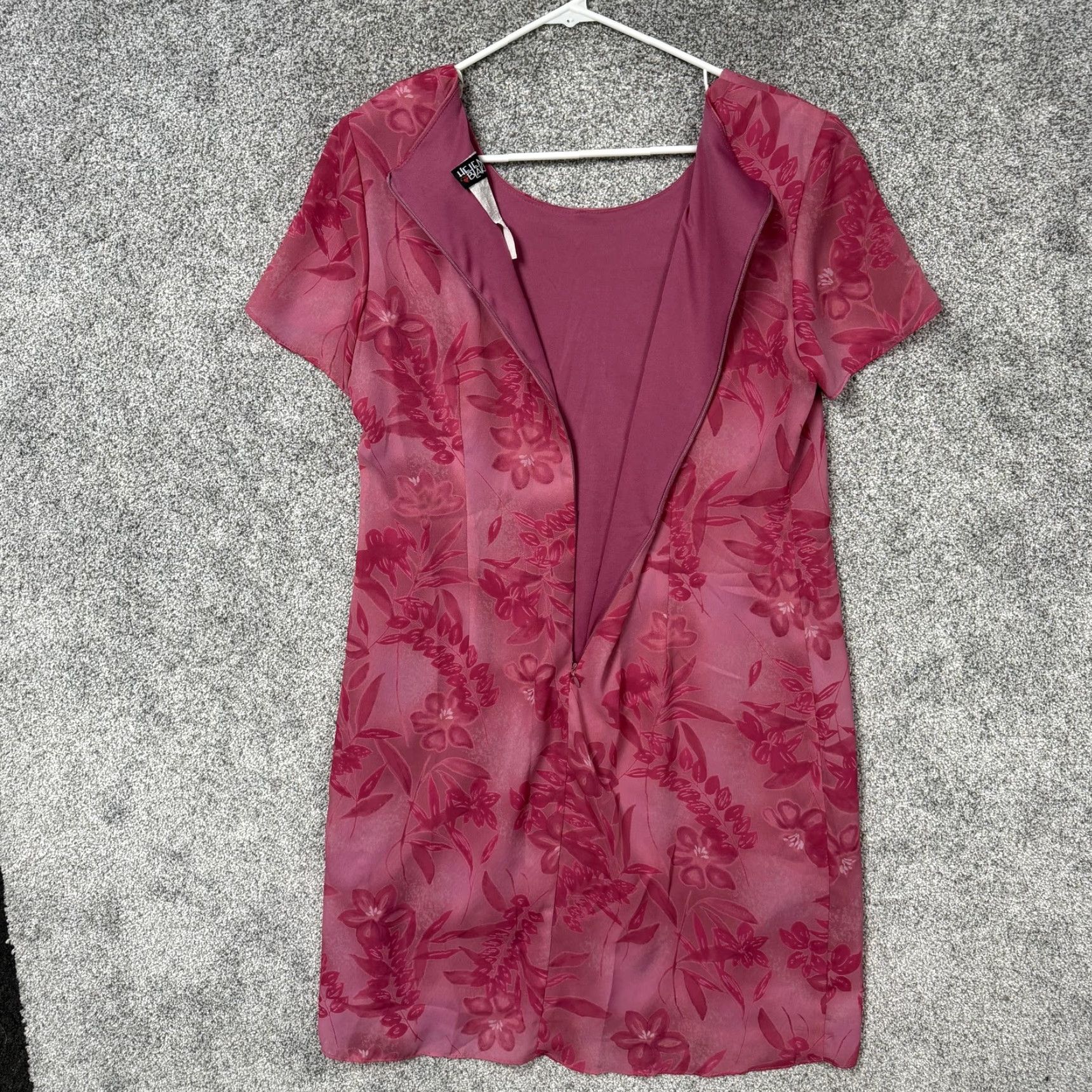 Pinko VINTAGE Helen Blake Dress 12P Pink Floral Chiffon Shift Knee Length 90s Retro Cottagecore Womens Size XL / US 12-14 / IT 48-50 - 7 Thumbnail