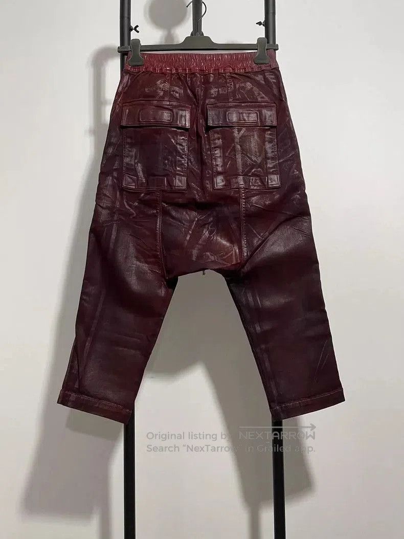 Rick Owens Rick Owens Coated Waxed Trousers in Burgundy. Size US 36 / EU 52 - 2 Thumbnail