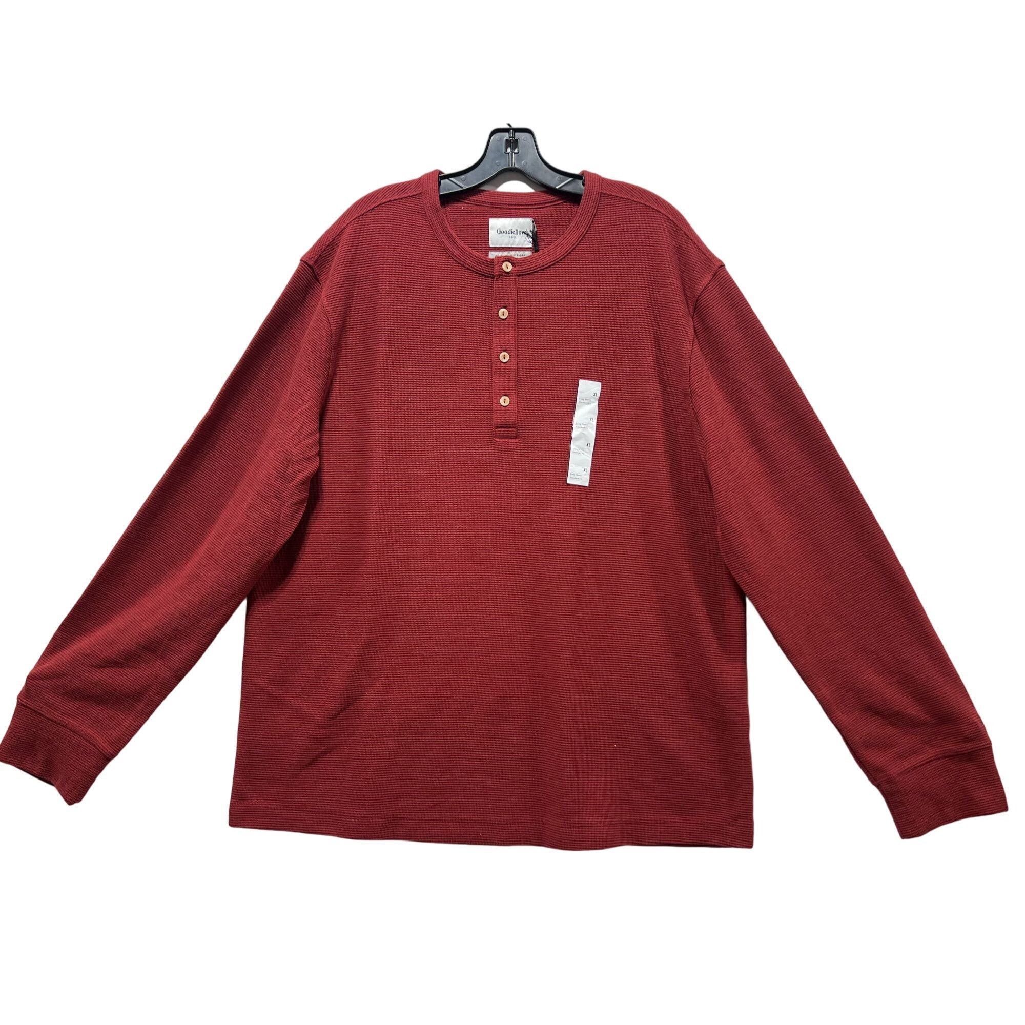 Other Goodfellow & Co - Men's Long Sleeve Henley T-Shirt - Red - E Size US XL / EU 56 / 4 - 2 Thumbnail